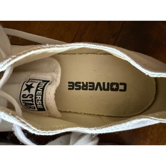 Converse All Star White Canvas Low Cut Sneakers Womens Size 7 Lace Up - Picture 6 of 10